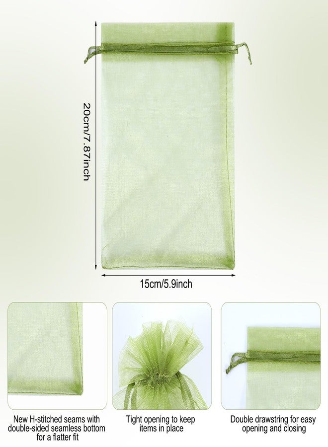 Alrhso 50Pcs Sage Green Party Favor Bag Organza Drawstring Bags 5''X7'' Olive Green Mesh Gift Bags Fruit Protection Netting Bag Draw String Packaging Bages for Fruit Wrap Candy Jewelry Festival - Image 2